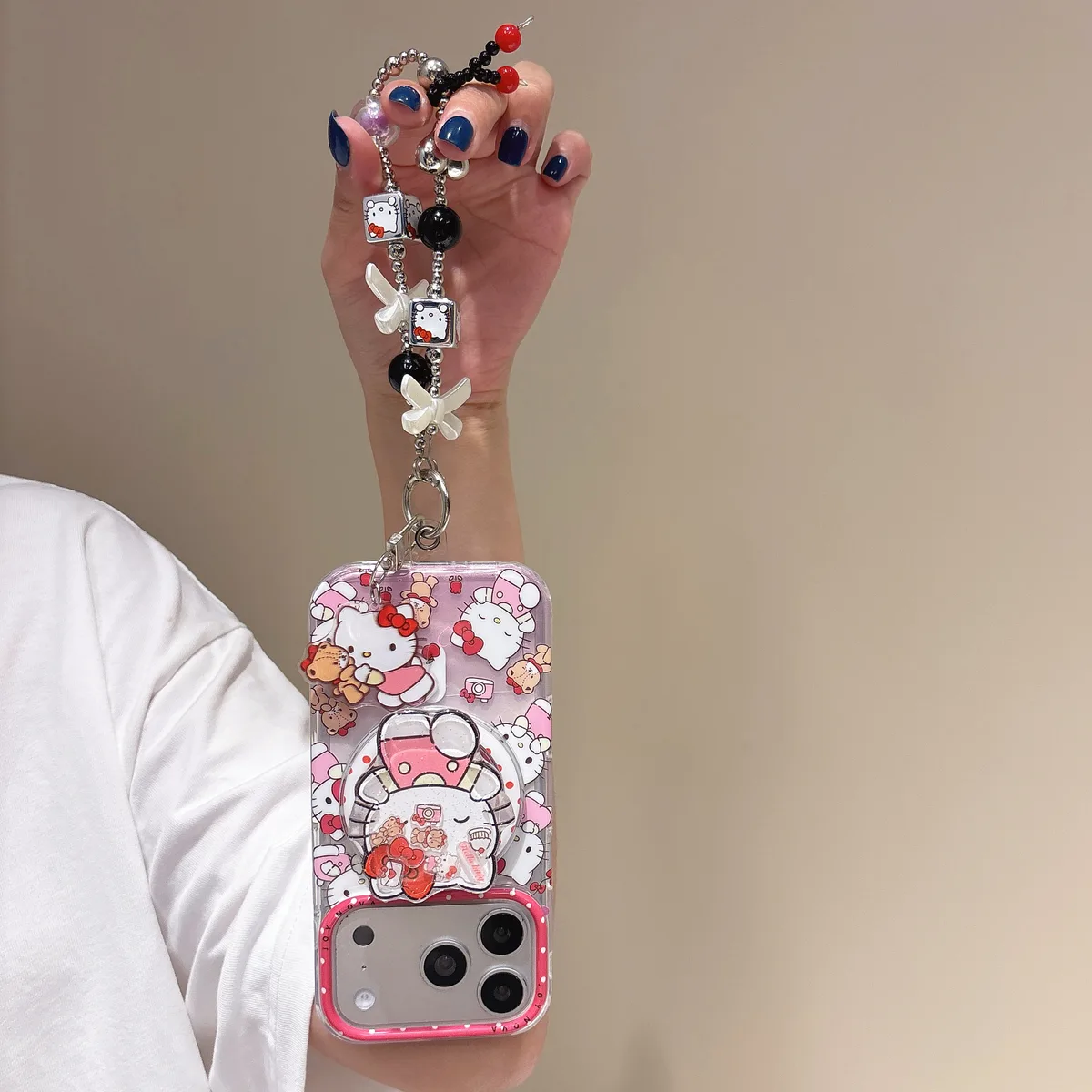 Sanrio Hello Kitty Clear Pink Polka Dot Case for iPhone 17 16 15 14 13 Pro Max — MagSafe